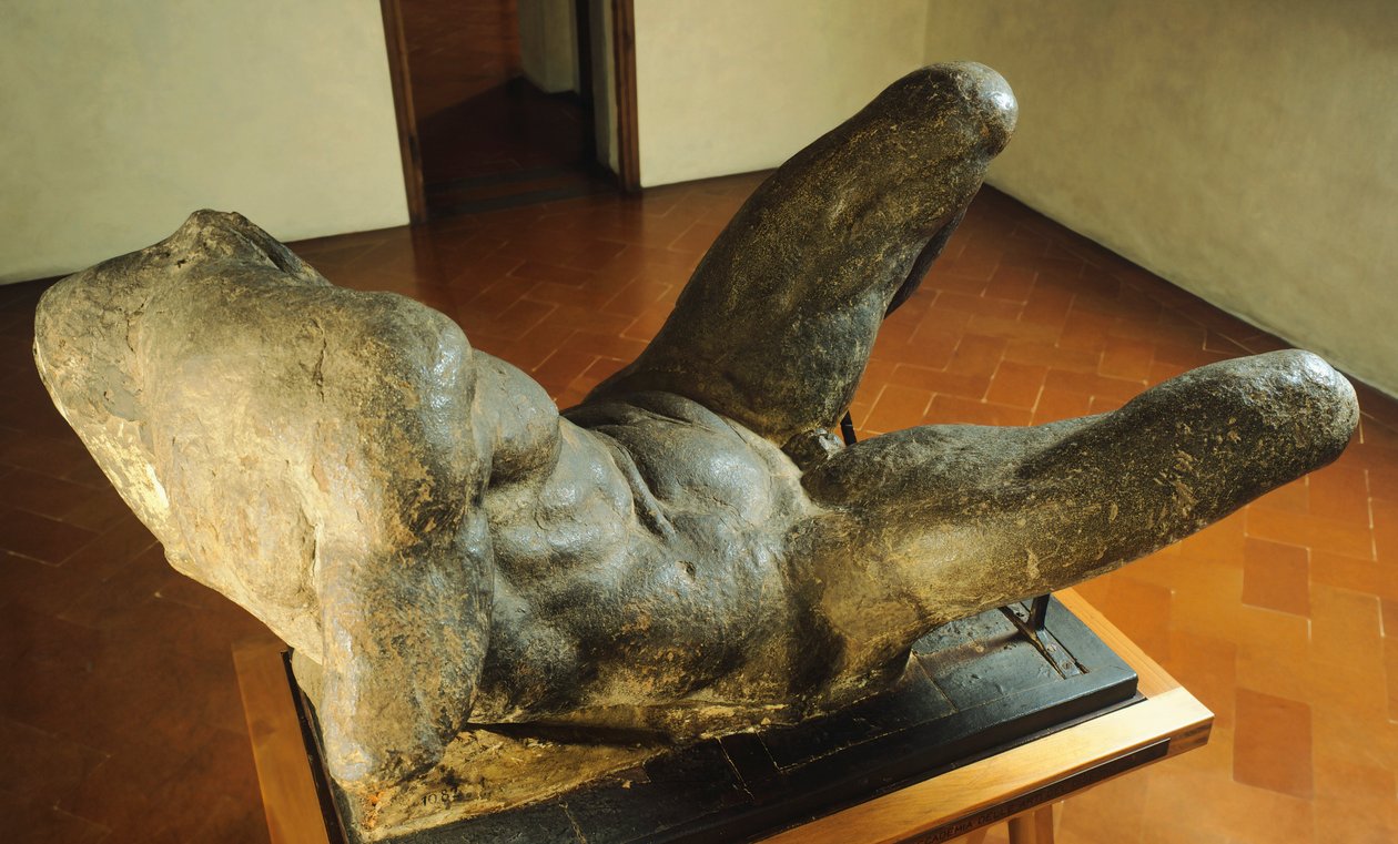Modell for personifiseringen av elven for det nye sakristiet i San Lorenzo, av Michelangelo (1475-1564) av Michelangelo Buonarroti