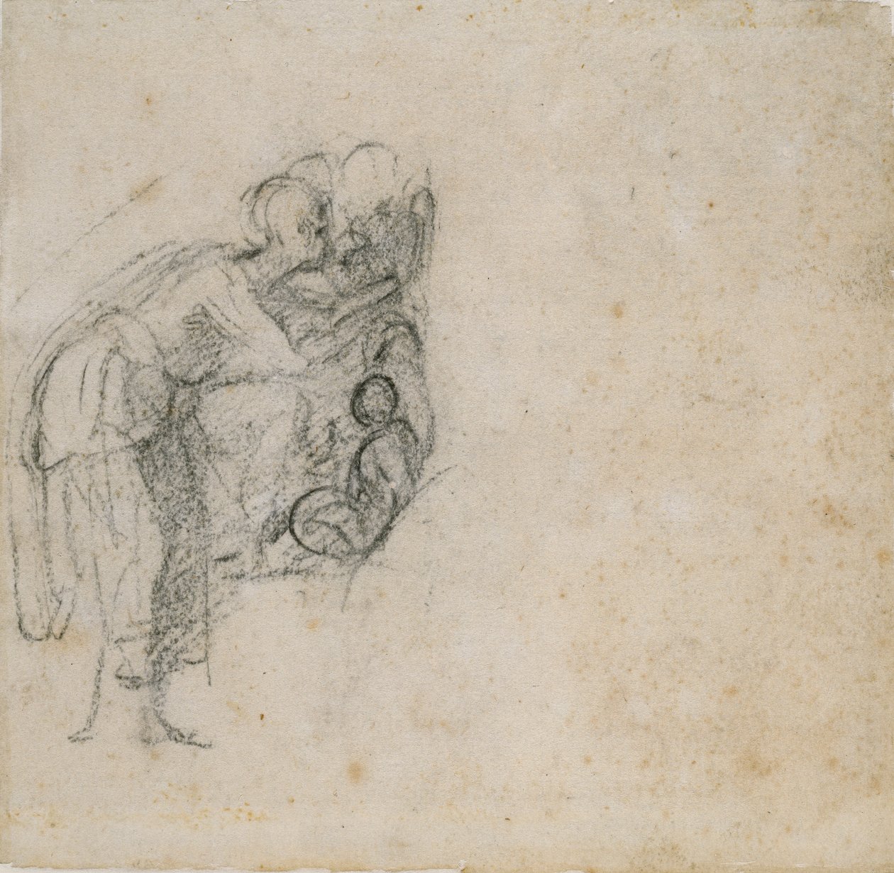 Side fra en skissebok: A Woman in black, c1490-1560 av Michelangelo Buonarroti