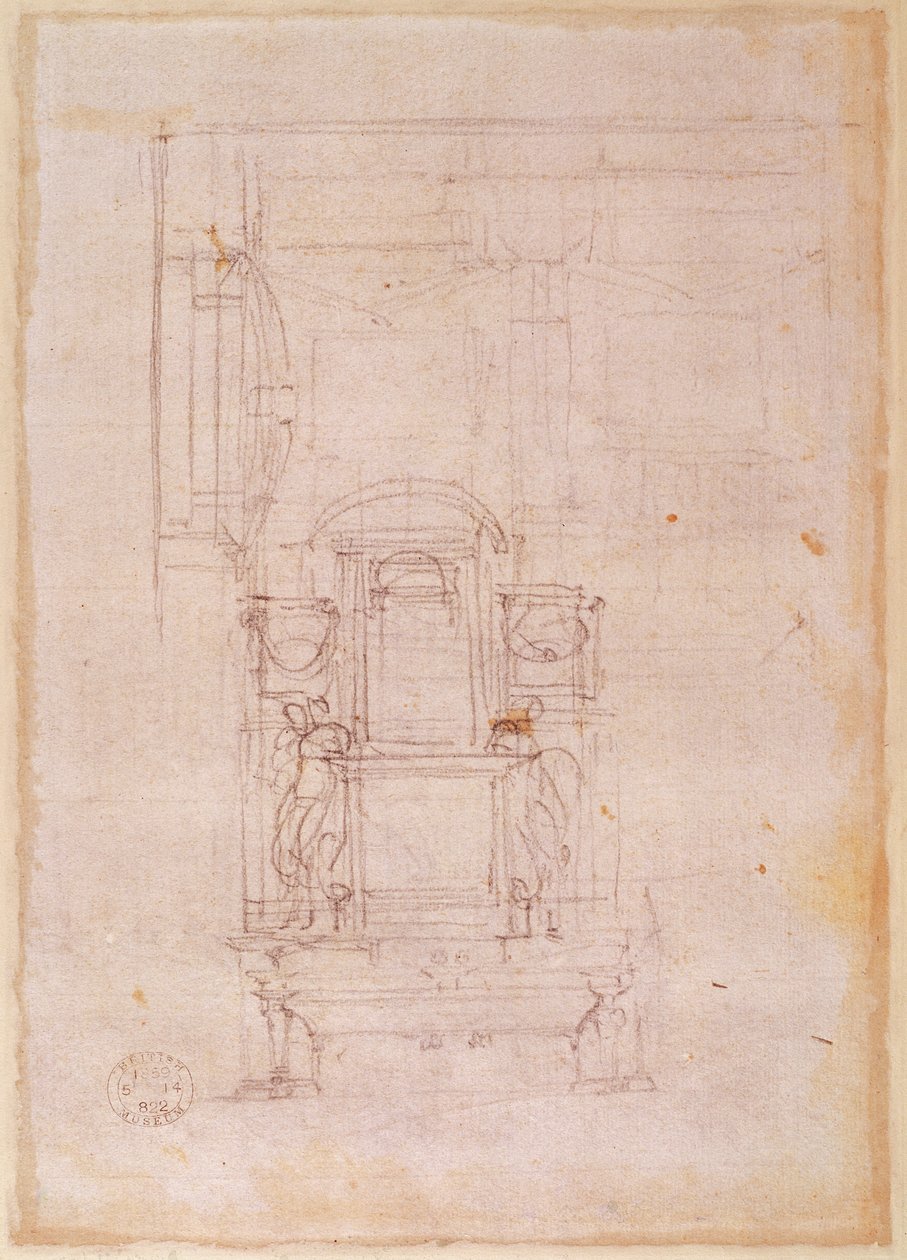 Forberedende tegning til graven til pave Julius II av Michelangelo Buonarroti