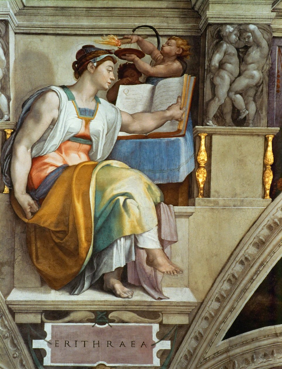 Profeter og sibyller: Erythraean Sibyl Det sixtinske kapells tak i Vatikanet, 1508-1512. av Michelangelo Buonarroti