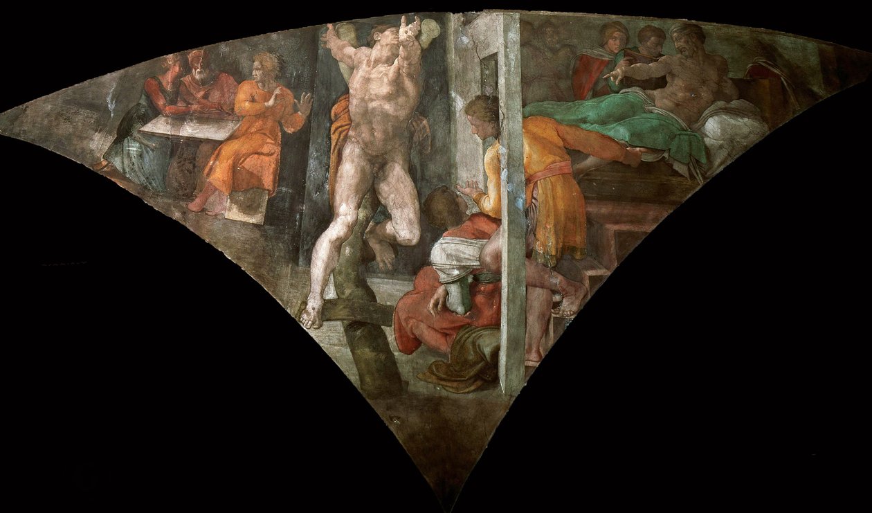 Straff av Haman Det sixtinske kapells tak i Vatikanet, 1508-1512. av Michelangelo Buonarroti