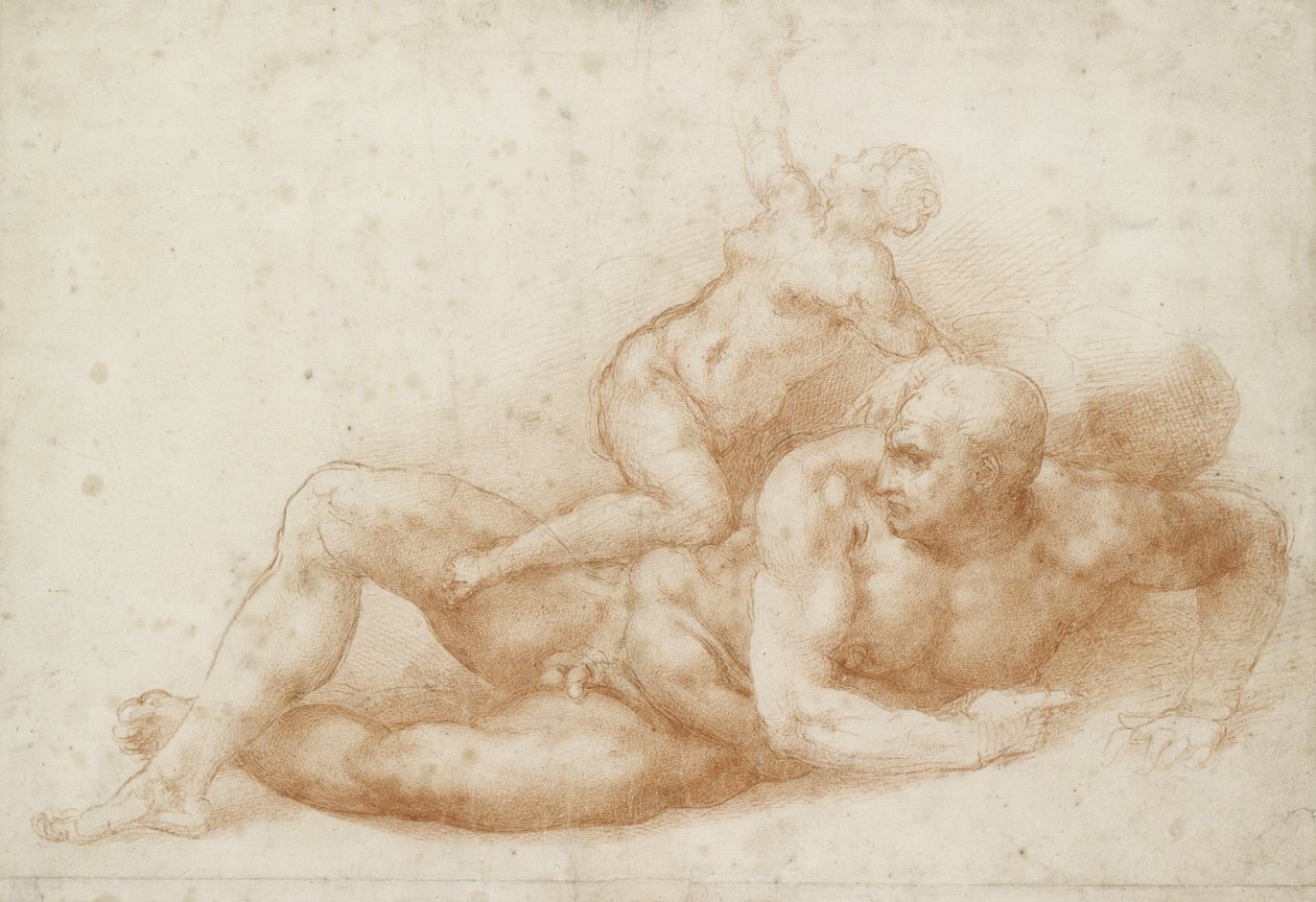 Samson og Delila (rødt kritt på off-white papir) av Michelangelo Buonarroti