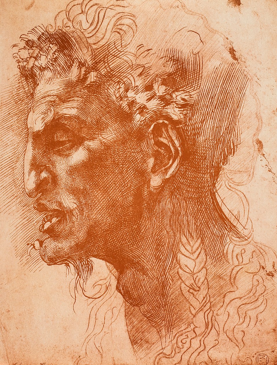 Satyrs Head; tegning av Michelangelo. Louvre, Paris av Michelangelo Buonarroti