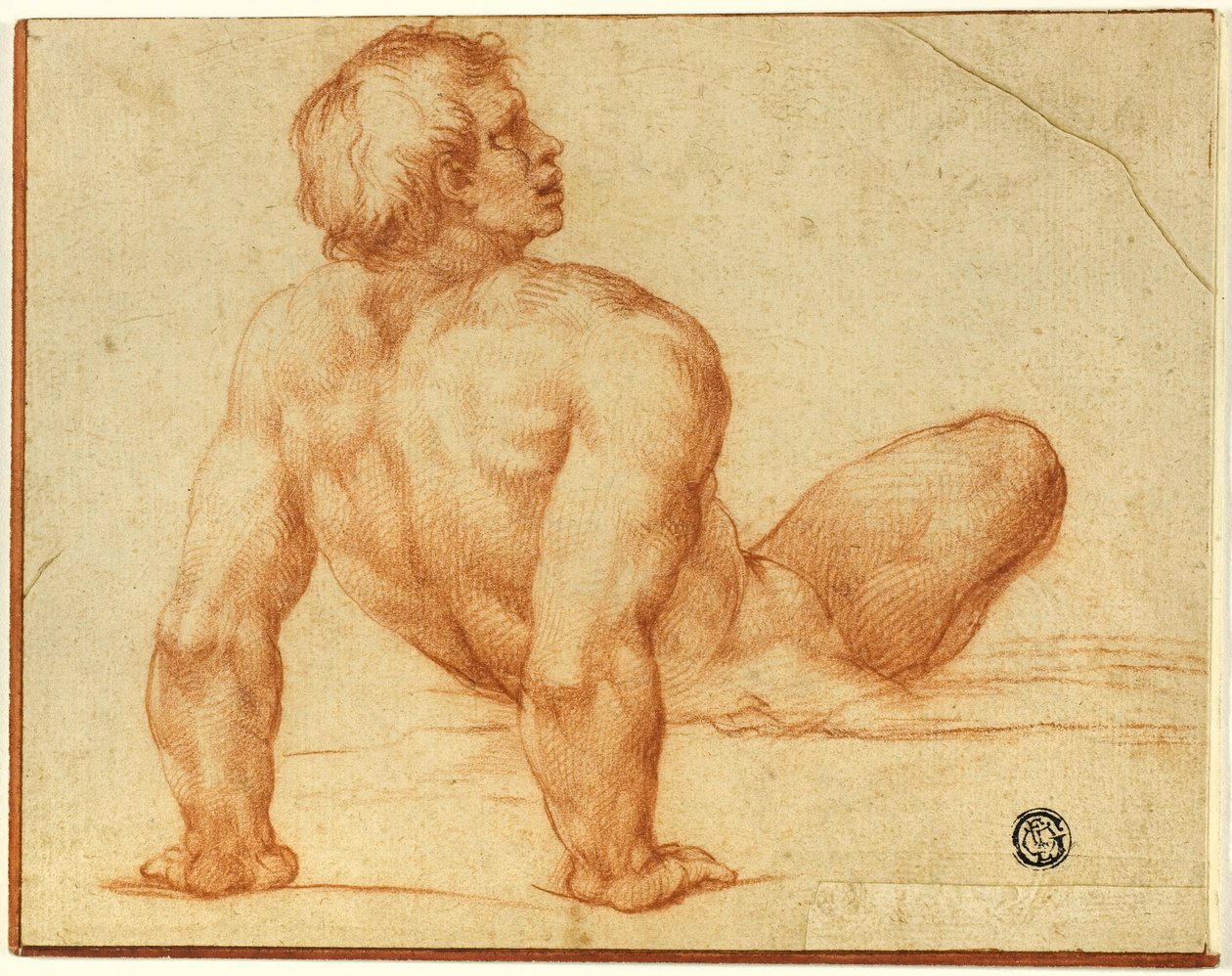 Sittende mann naken av Michelangelo Buonarroti