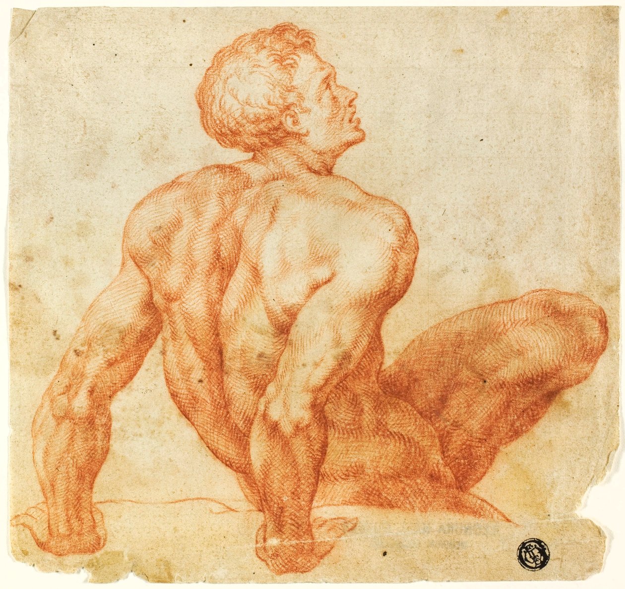 Sittende mann naken av Michelangelo Buonarroti