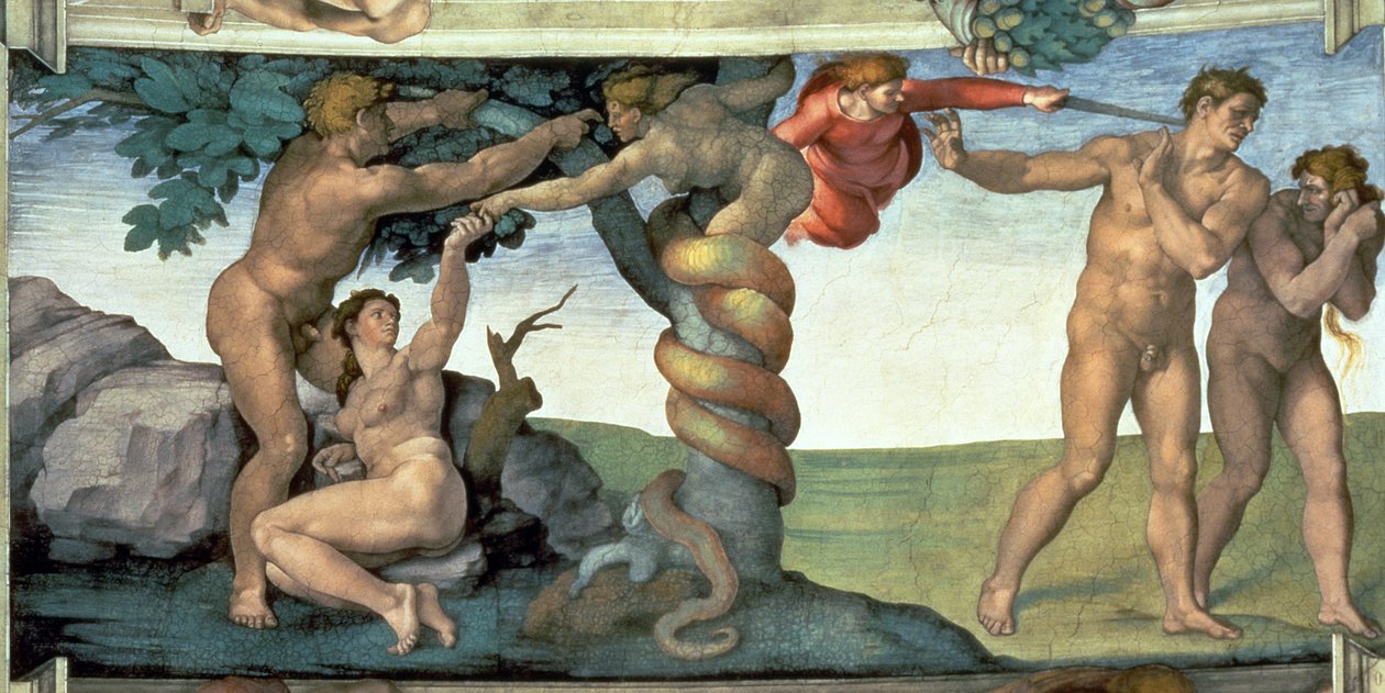 Det sixtinske kapells tak (1508-12): Menneskets fall av Michelangelo Buonarroti