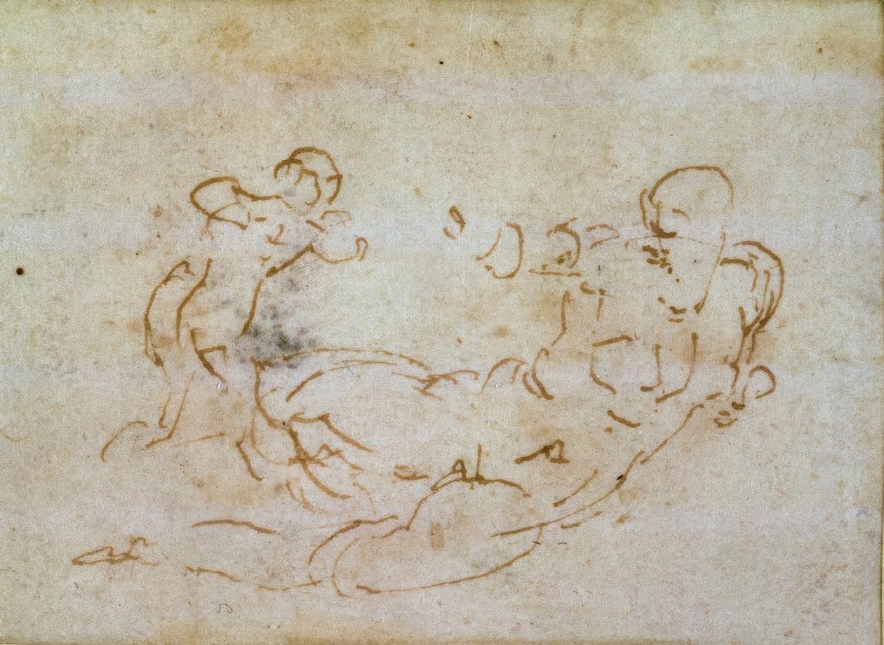 Studie om Venus og Amor av Michelangelo Buonarroti
