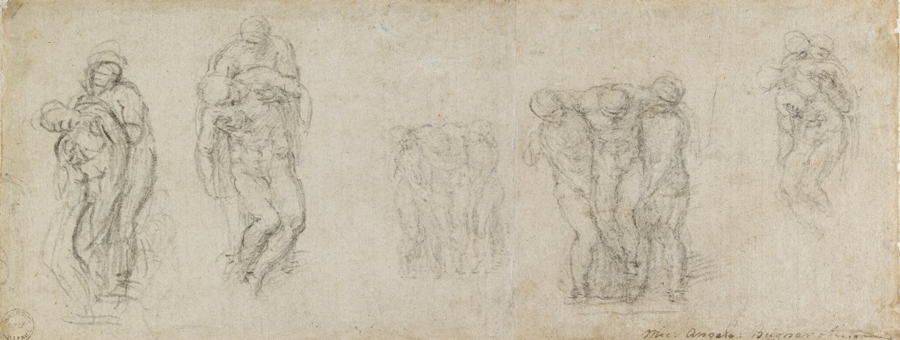 Studier for en Pieta og en gravlegging, 1500-tallet av Michelangelo Buonarroti