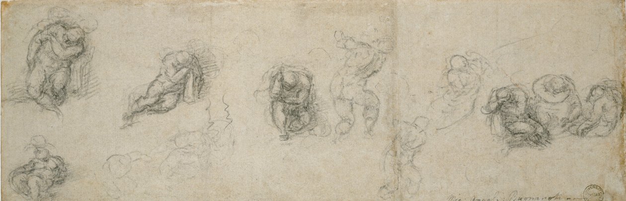 Studier av en sovende apostel og andre figurer, 1500-tallet av Michelangelo Buonarroti