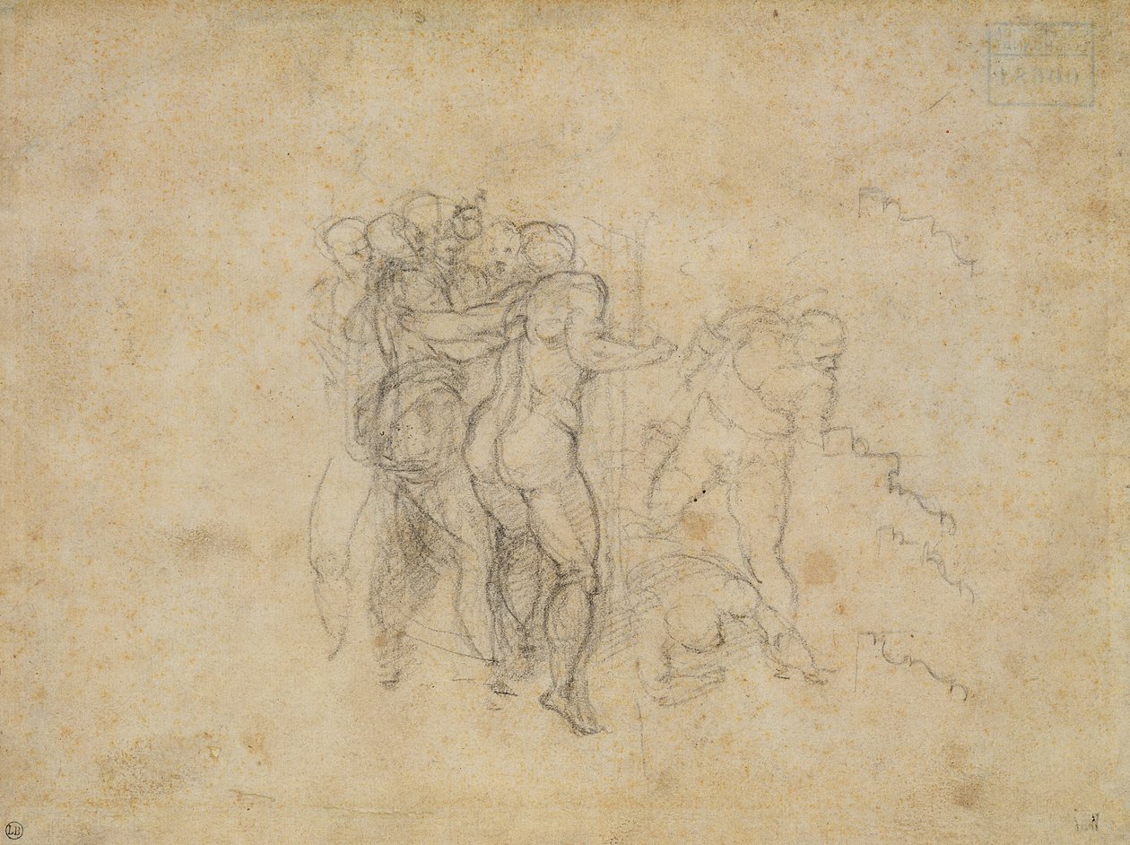 Studie for den siste dommen (grafitt på papir) av Michelangelo Buonarroti
