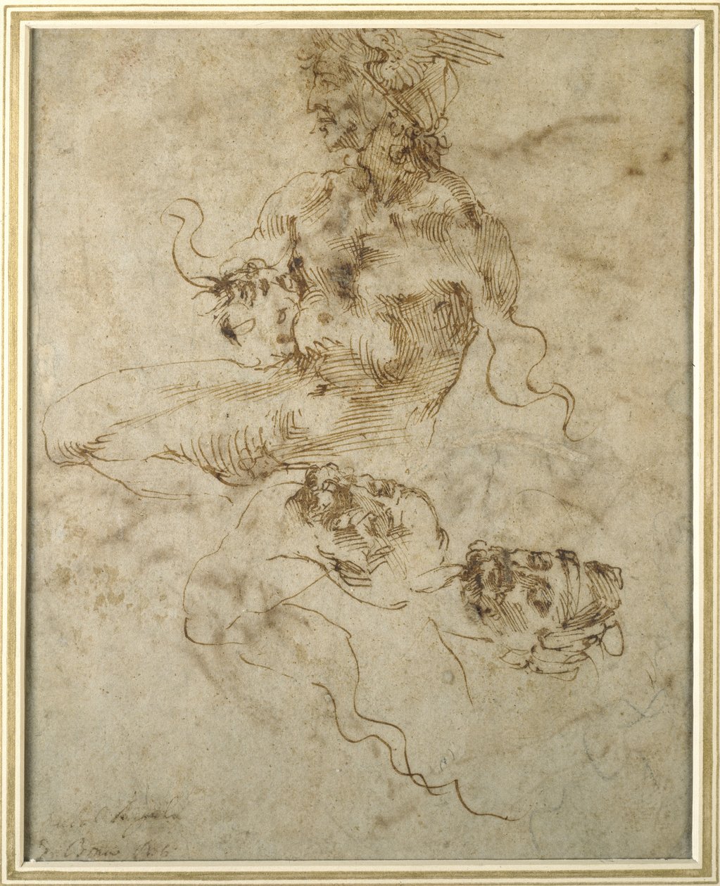 Studie av en ung mann, sittende, etter 15012 av Michelangelo Buonarroti