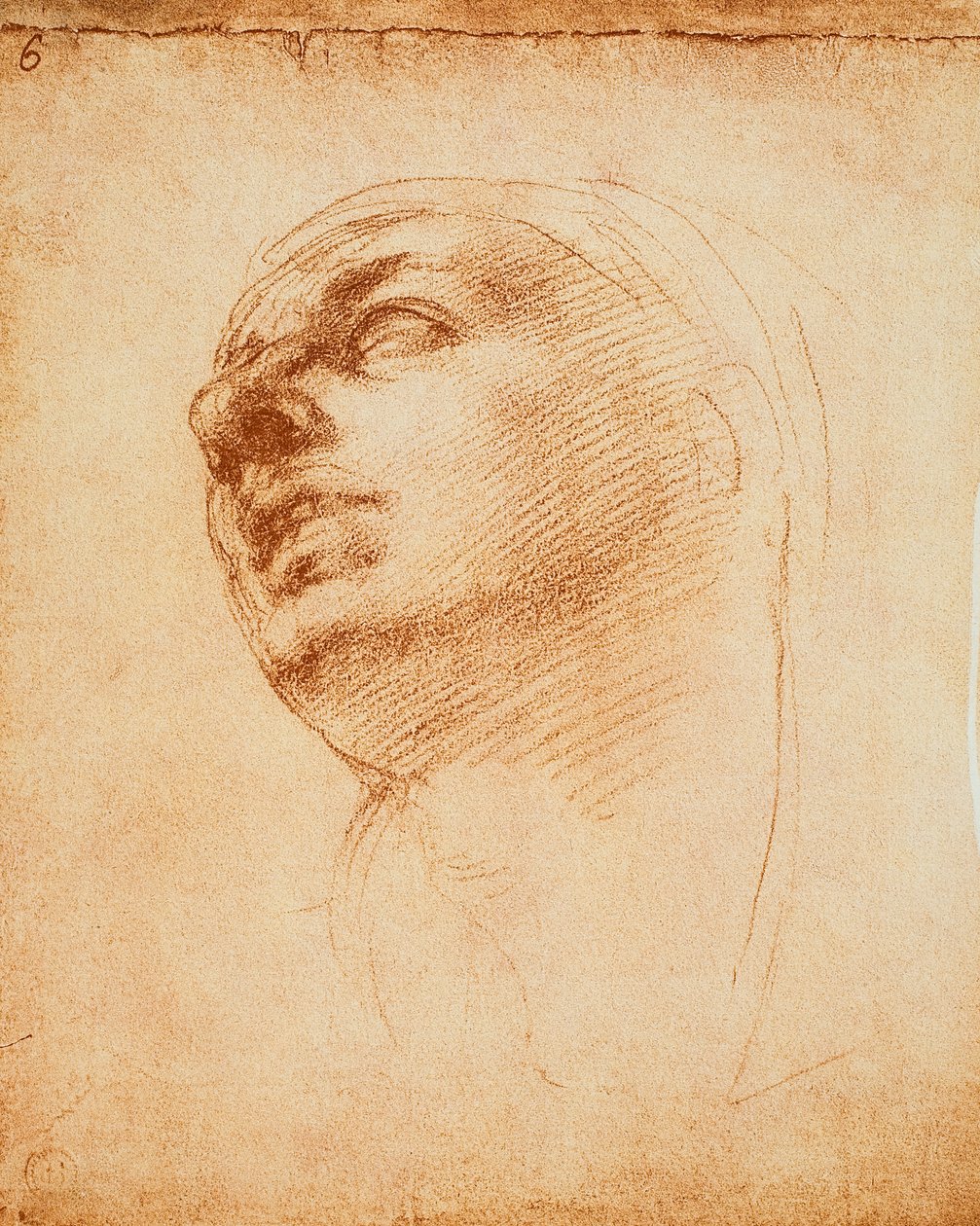 Studie av et ansikt, tegning av Michelangelo. Casa Buonarroti, Firenze av Michelangelo Buonarroti