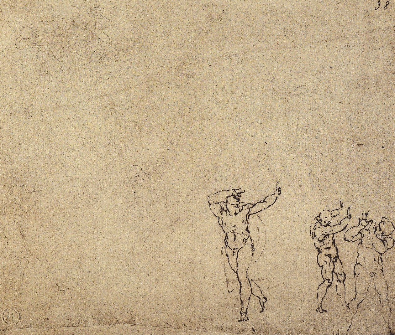Studie av nakenfigurer: tegning av Michelangelo. Casa Buonarroti, Firenze av Michelangelo Buonarroti