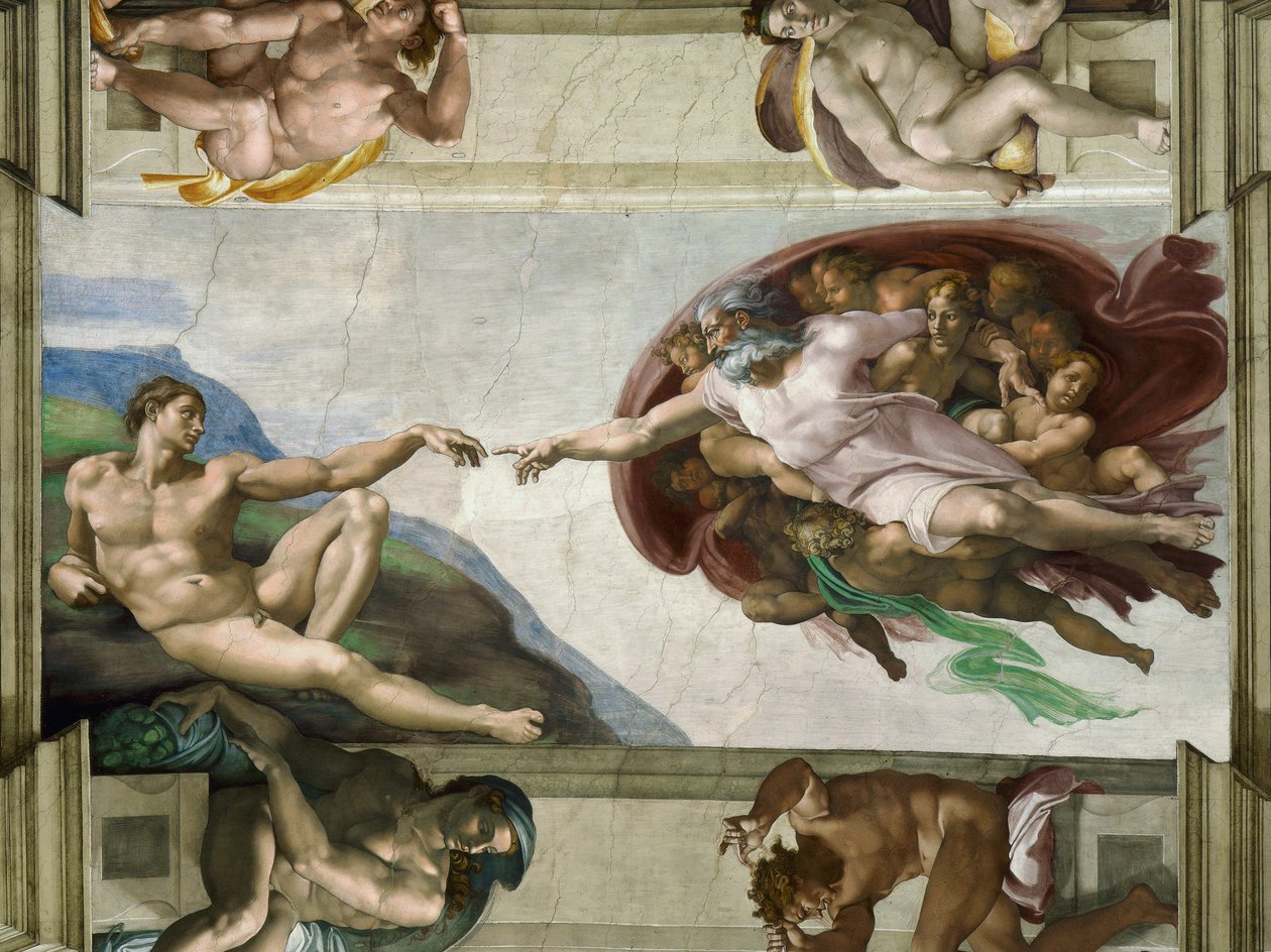 Skapelsen av Adams sixtinske kapells tak i Vatikanet, 1508-1512. av Michelangelo Buonarroti