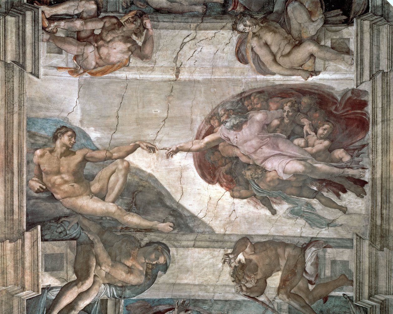 Skapelsen av Adam fra Det sixtinske kapell av Michelangelo Buonarroti