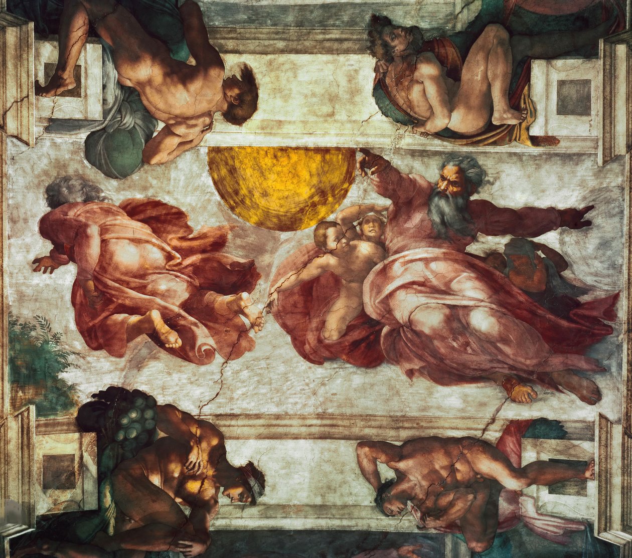 Skapelsen av solen, månen og plantene av Michelangelo Buonarroti