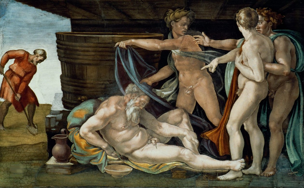 Noahs drukkenskap av Michelangelo Buonarroti
