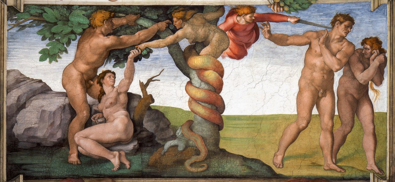 Utvisningen fra Paradisets sixtinske kapells tak i Vatikanet, 1508-1512. av Michelangelo Buonarroti