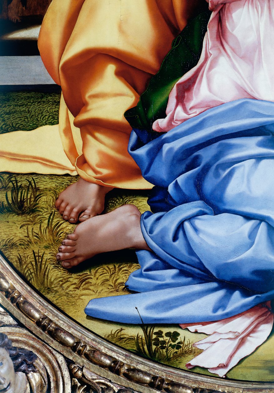 Den hellige familie eller Tondo Doni, detalj av føttene av Michelangelo Buonarroti