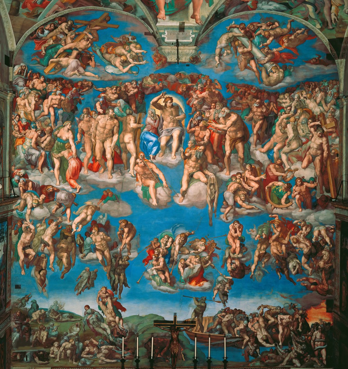 The Last Judgment Fresco av det sixtinske kapell i Vatikanet, 1536-1541. av Michelangelo Buonarroti