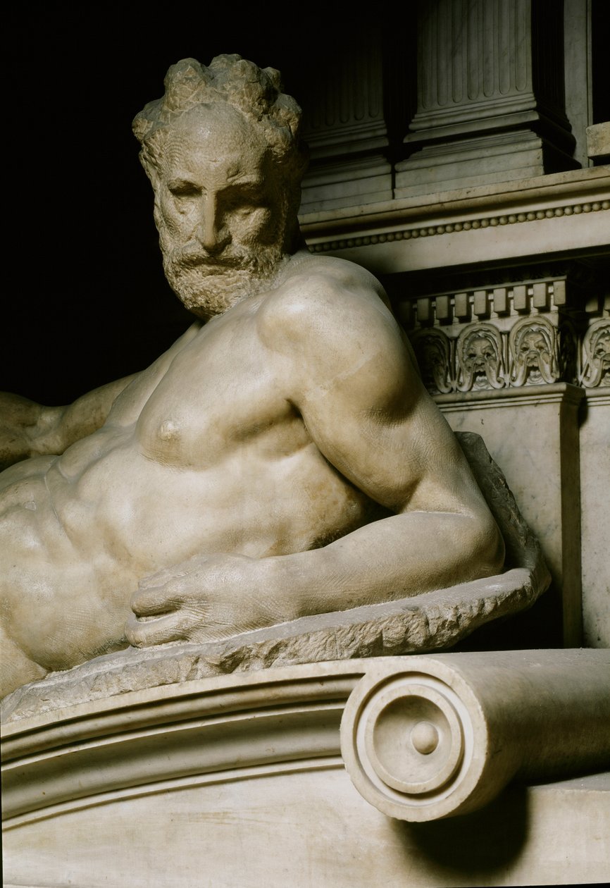The Twilight Allegory. Graven til Laurent II av Medicis. Marmorskulptur 1531 av Michelangelo Buonarroti