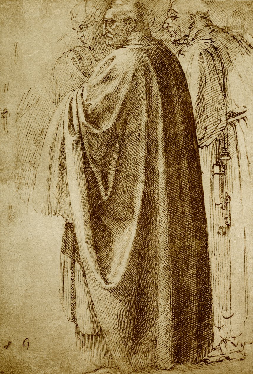 Tre menn i lange kapper av Michelangelo Buonarroti