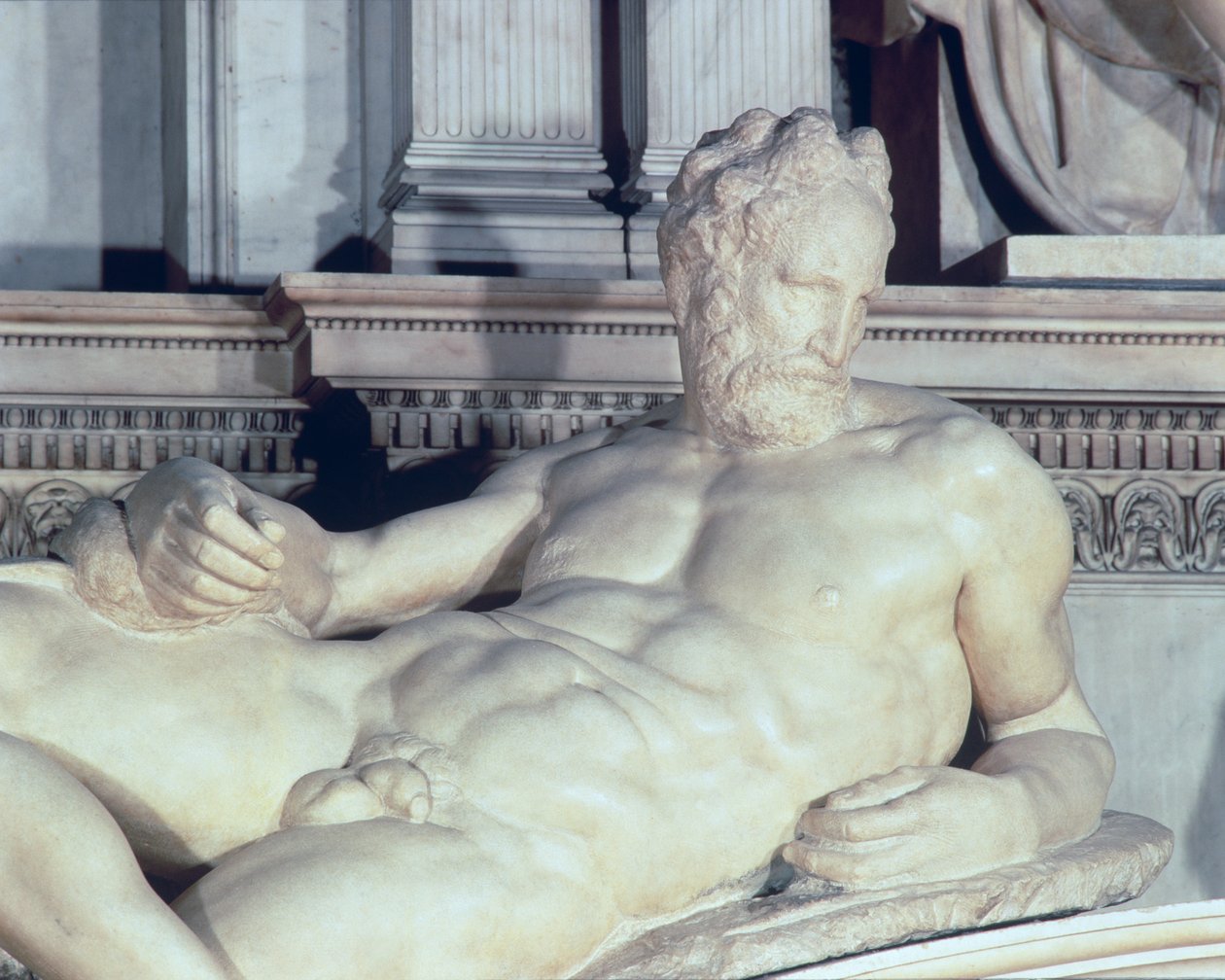 Tomb of Lorenzo de Medici, detalj av Dusk-marmor av Michelangelo Buonarroti