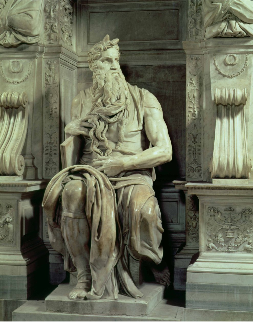 Graven til pave Julius II 1453-1513 detalj av Moses, 1513-16 marmor av Michelangelo Buonarroti