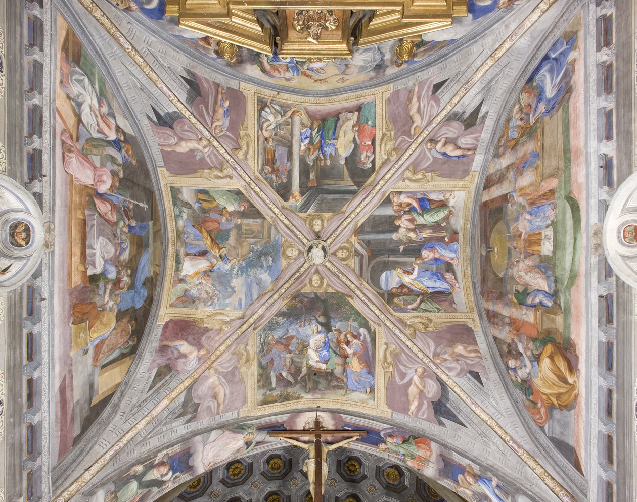 Kanselhvelvet med scener fra Jomfru Marias liv (fresco) av Michelangelo Carminati