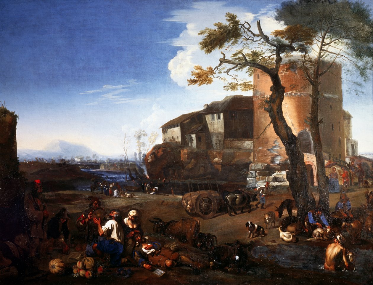 Countryfestival, av Michelangelo Cerquozzi kjent som Michelangelo delle Battaglie (1602-1660), olje på lerret, 98,5 x132 cm. av Michelangelo Cerquozzi