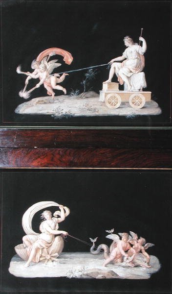 Eternity and Galatea, to av et sett med seks alllegoriske scener (gouache) (se også 227490) av Michelangelo Maestri