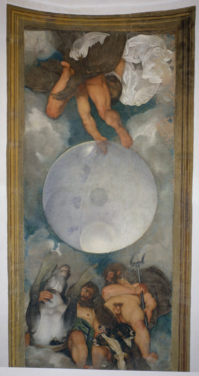 Allegory of the Elements, the Universe and the Zodiac Signs, 1597 (olje på gips) (for detaljer se 107110) av Michelangelo Merisi Caravaggio