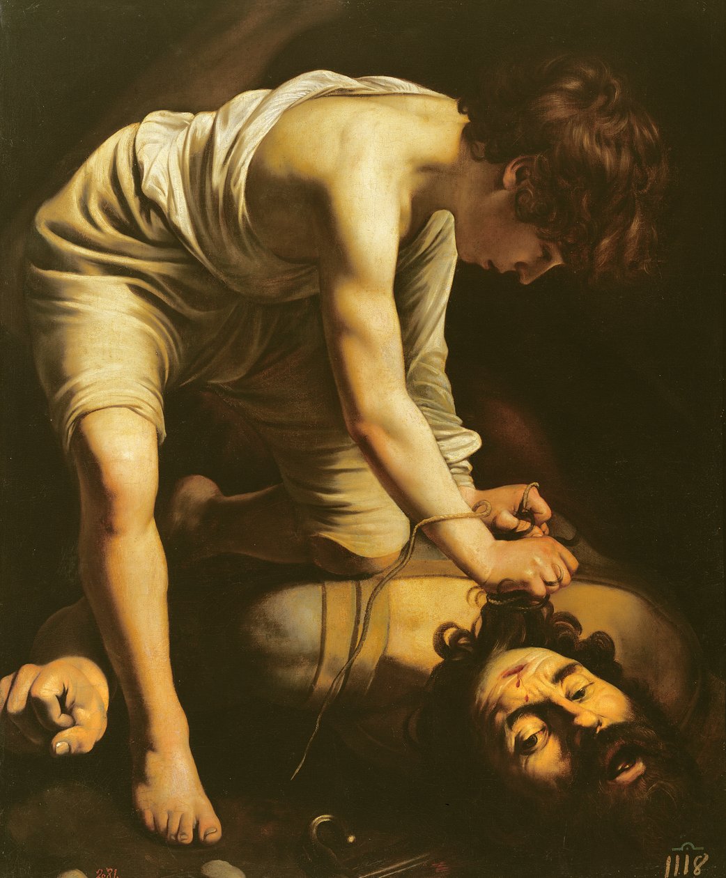 David seirende over Goliat, ca. 1600 av Michelangelo Merisi Caravaggio