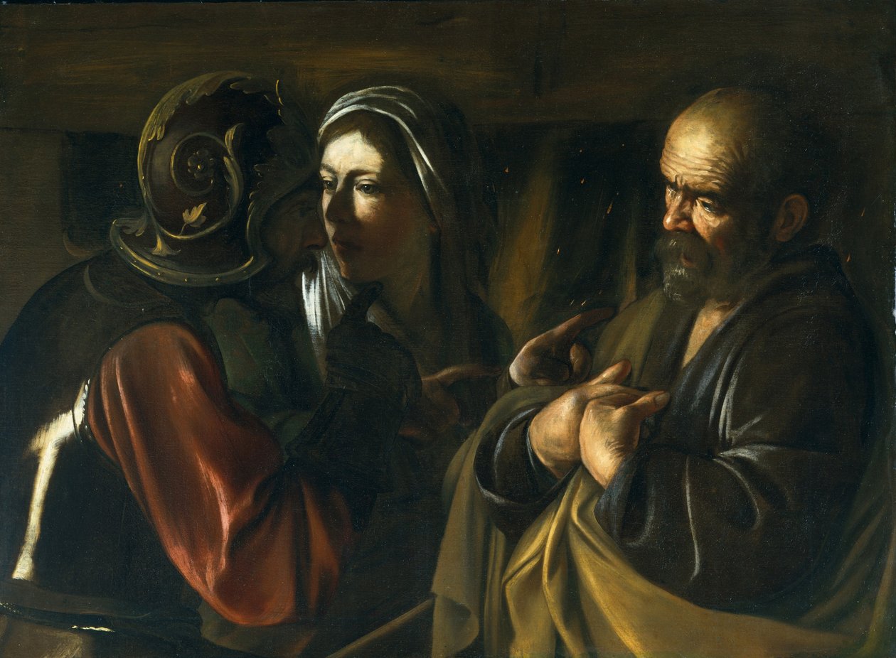Fornektelse av St Peter, 1610 av Michelangelo Merisi Caravaggio