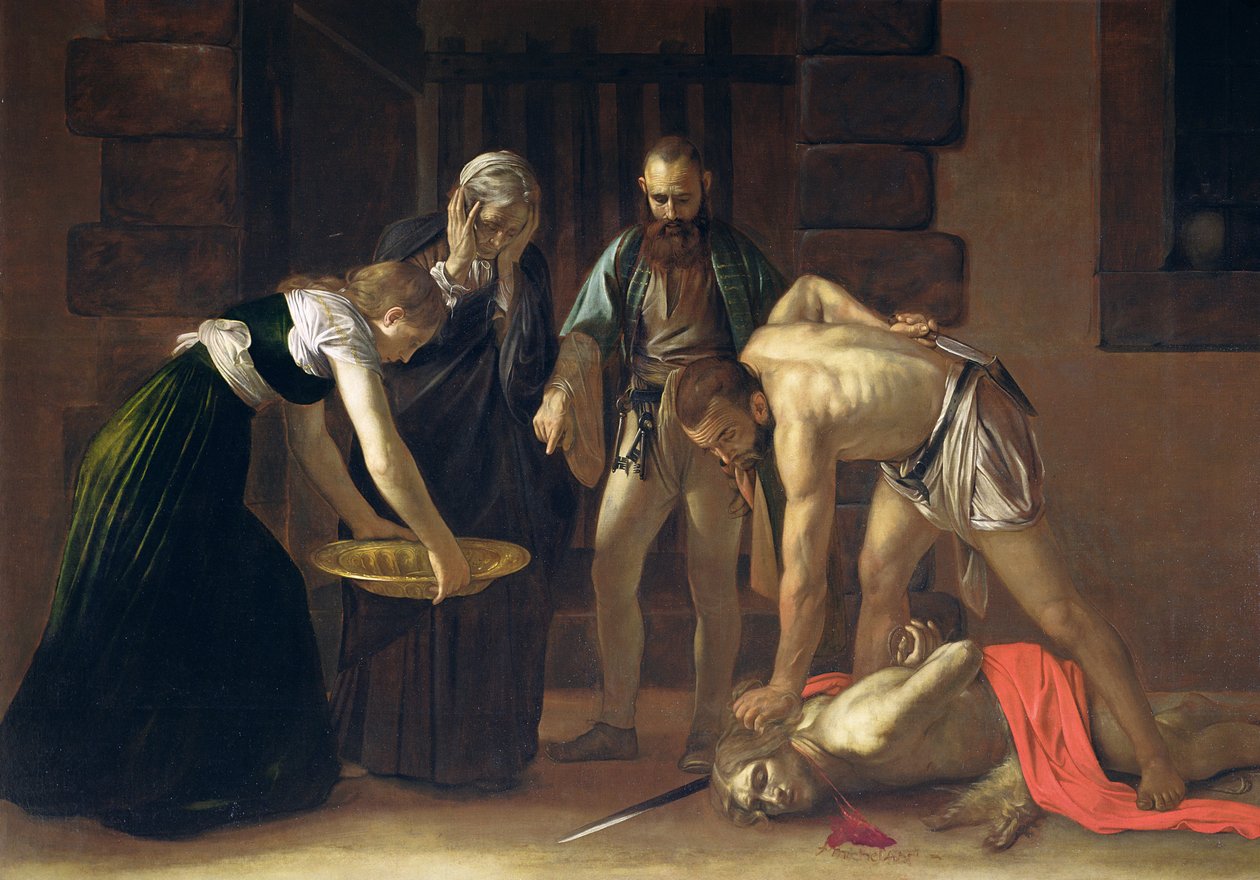 The Capitation of St. John the Baptist, 1608 (detalj av 127654) av Michelangelo Merisi Caravaggio