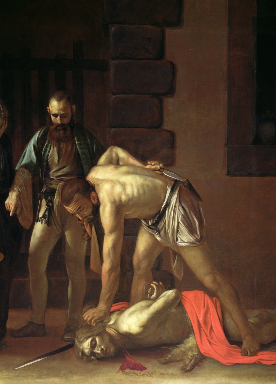 The Decapitation of St. John the Baptist, 1608 olje på lerret detalj av 127654 av Michelangelo Merisi Caravaggio