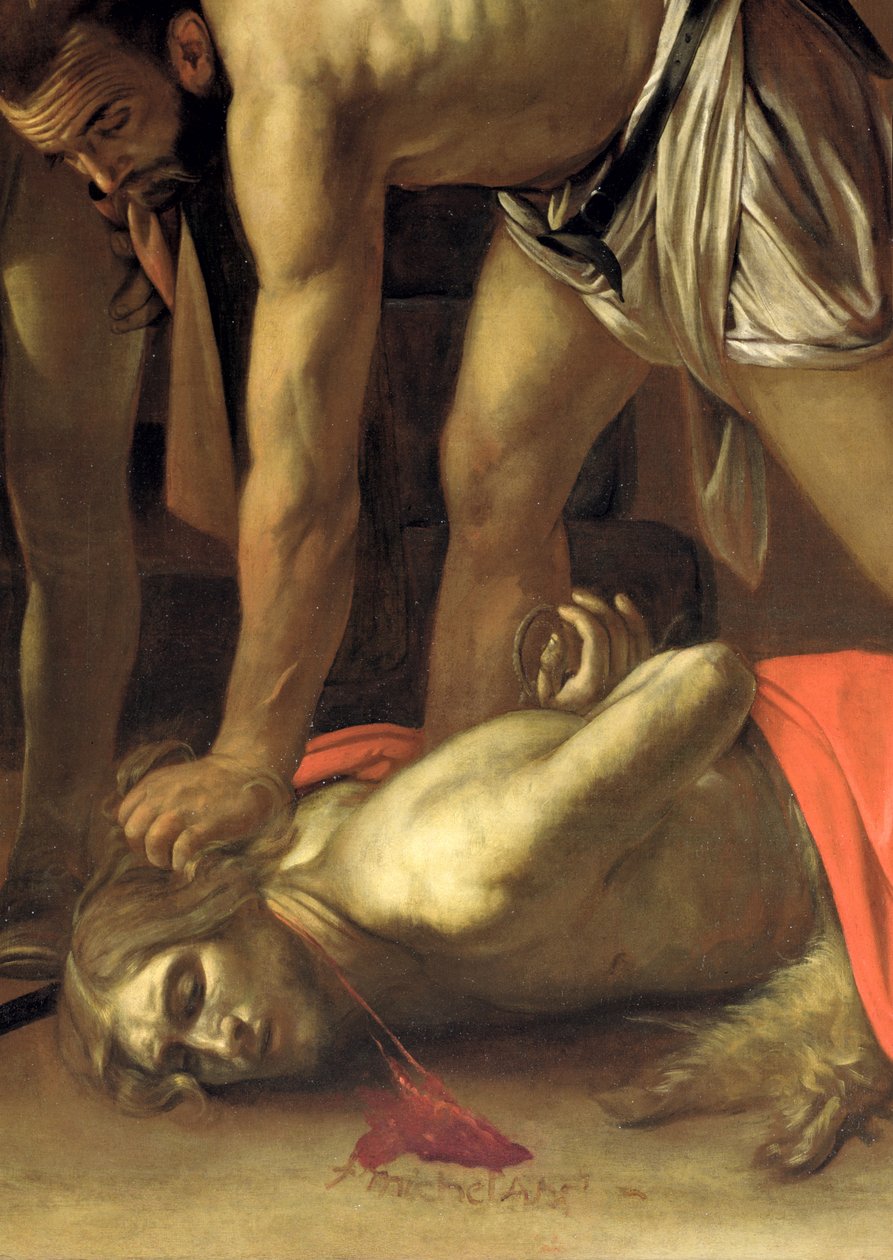 The Decapitation of St. John the Baptist, 1608 olje på lerret detalj av 127654 av Michelangelo Merisi Caravaggio