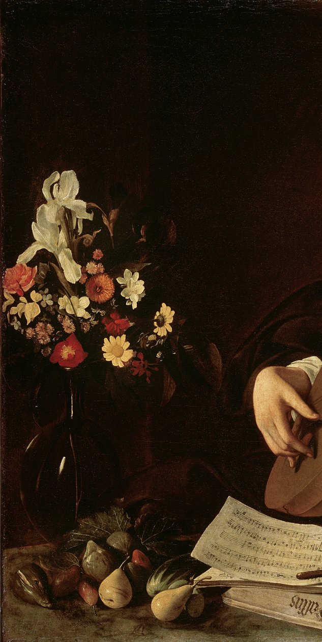 Lutespilleren, ca. 1595 (detalj av 2639693) av Michelangelo Merisi Caravaggio