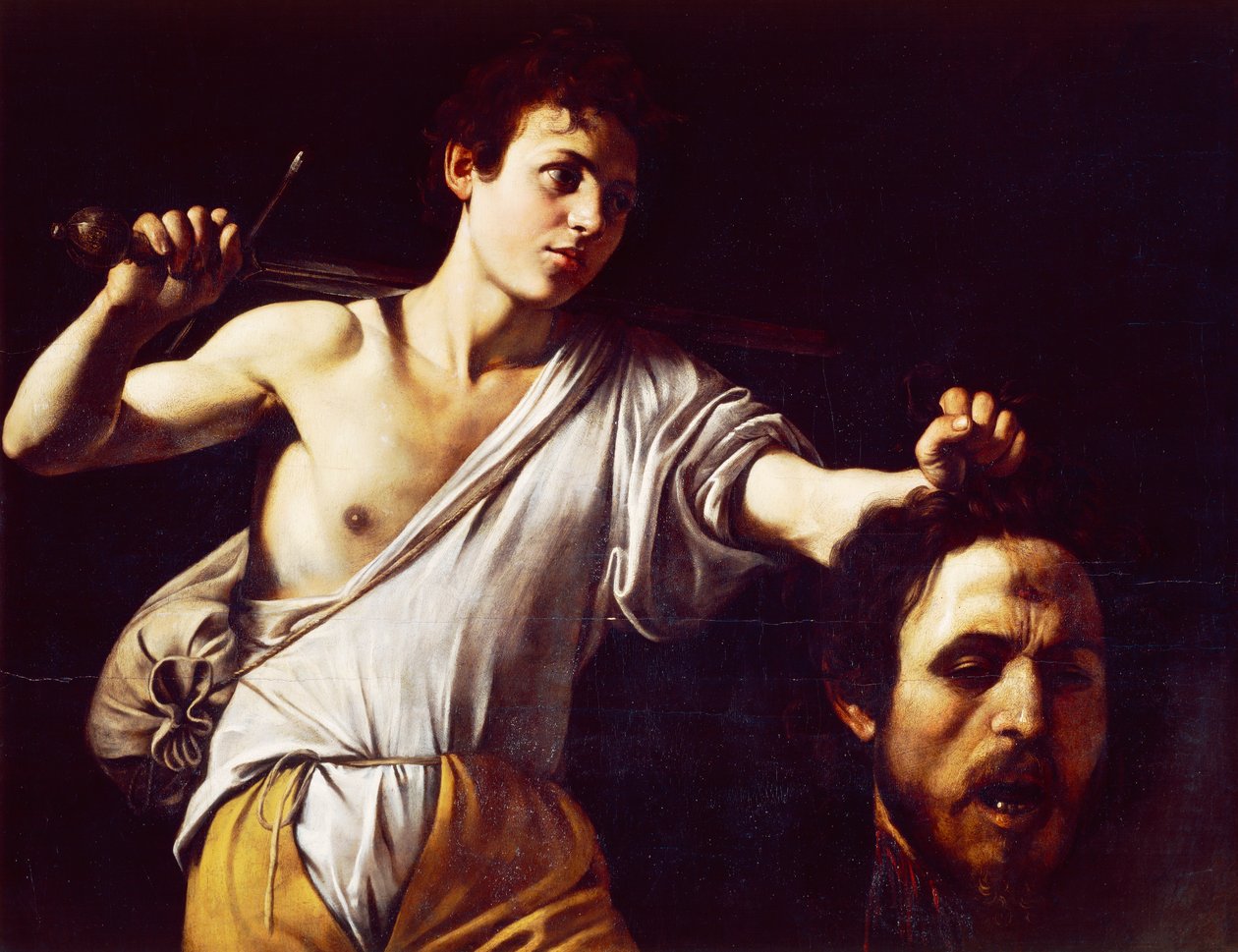 David med hodet av Goliat av Michelangelo Merisi, kjent som Caravaggio (1571-1610), Olje på lerret, 90,5 x 116,5 cm av Michelangelo Merisi da Caravaggio