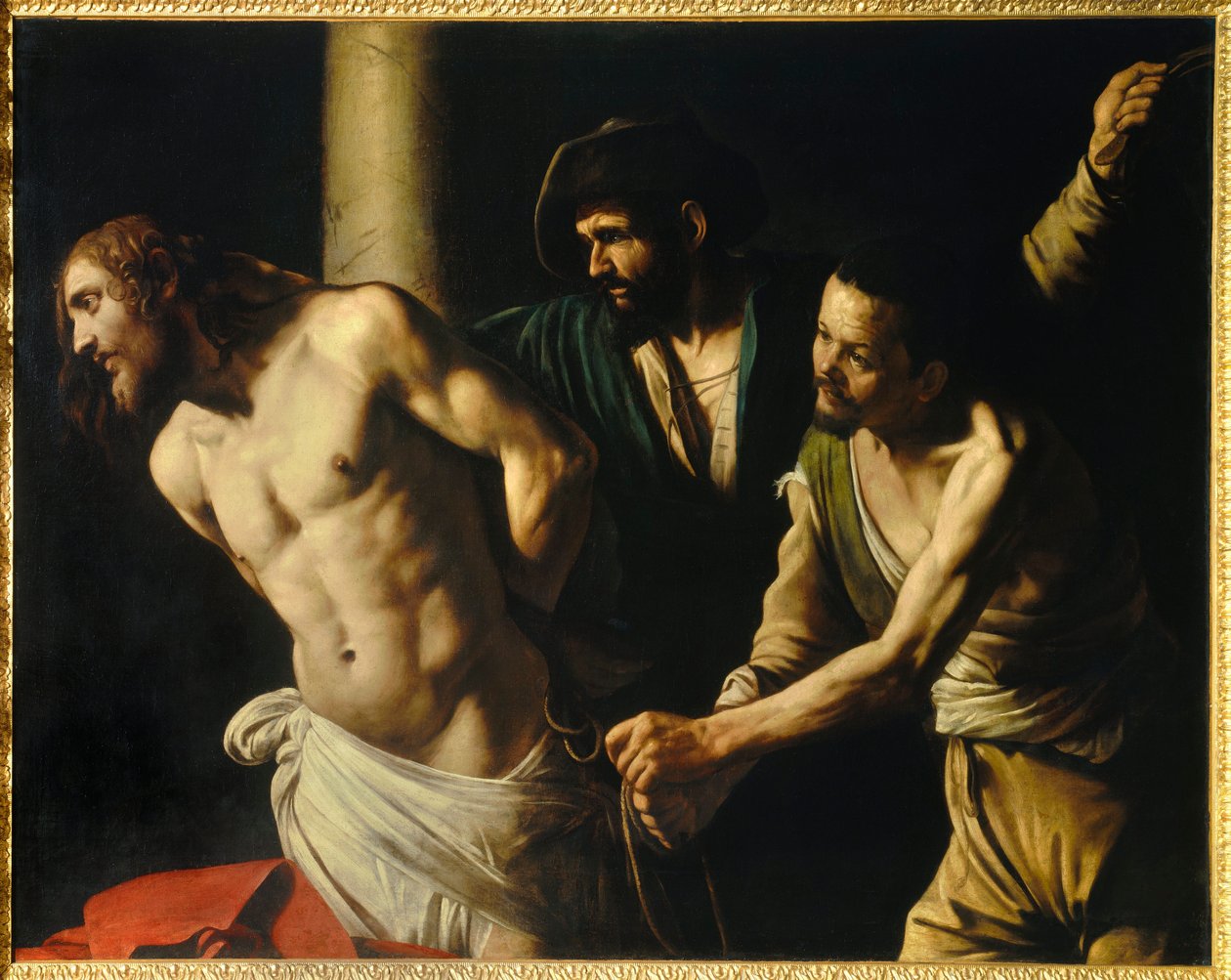 Flagellation of Christ har kolonnemaleri av Michelangelo Merisi kalt The Caravaggio eller il Caravaggio (1571-1610) 1607 Sun. 1,34x1,75 m Rouen, Museum of Fine Arts av Michelangelo Merisi da Caravaggio