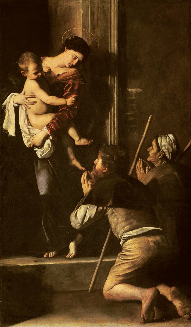 Madonna of the Pilgrims, ca. 1603-05 (olje på lerret) av Michelangelo Merisi da Caravaggio