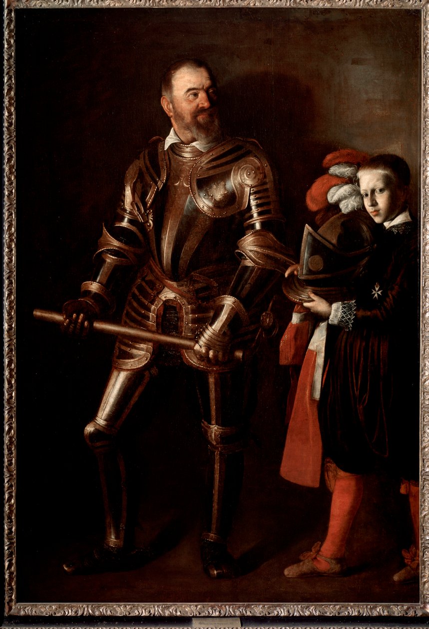 Portrett av Alof de Wignacourt, stormester av Maltas orden og hans side (maleri av Michelangelo Merisi da Caravaggio