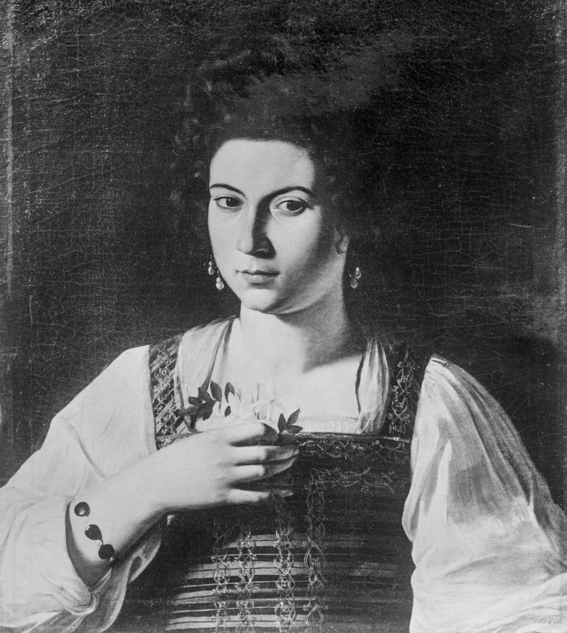 Portrait of a Courtesan (også kjent som Portrait of Fillide) (ødelagt kunstverk), ca. 1590 (olje på lerret) av Michelangelo Merisi da Caravaggio