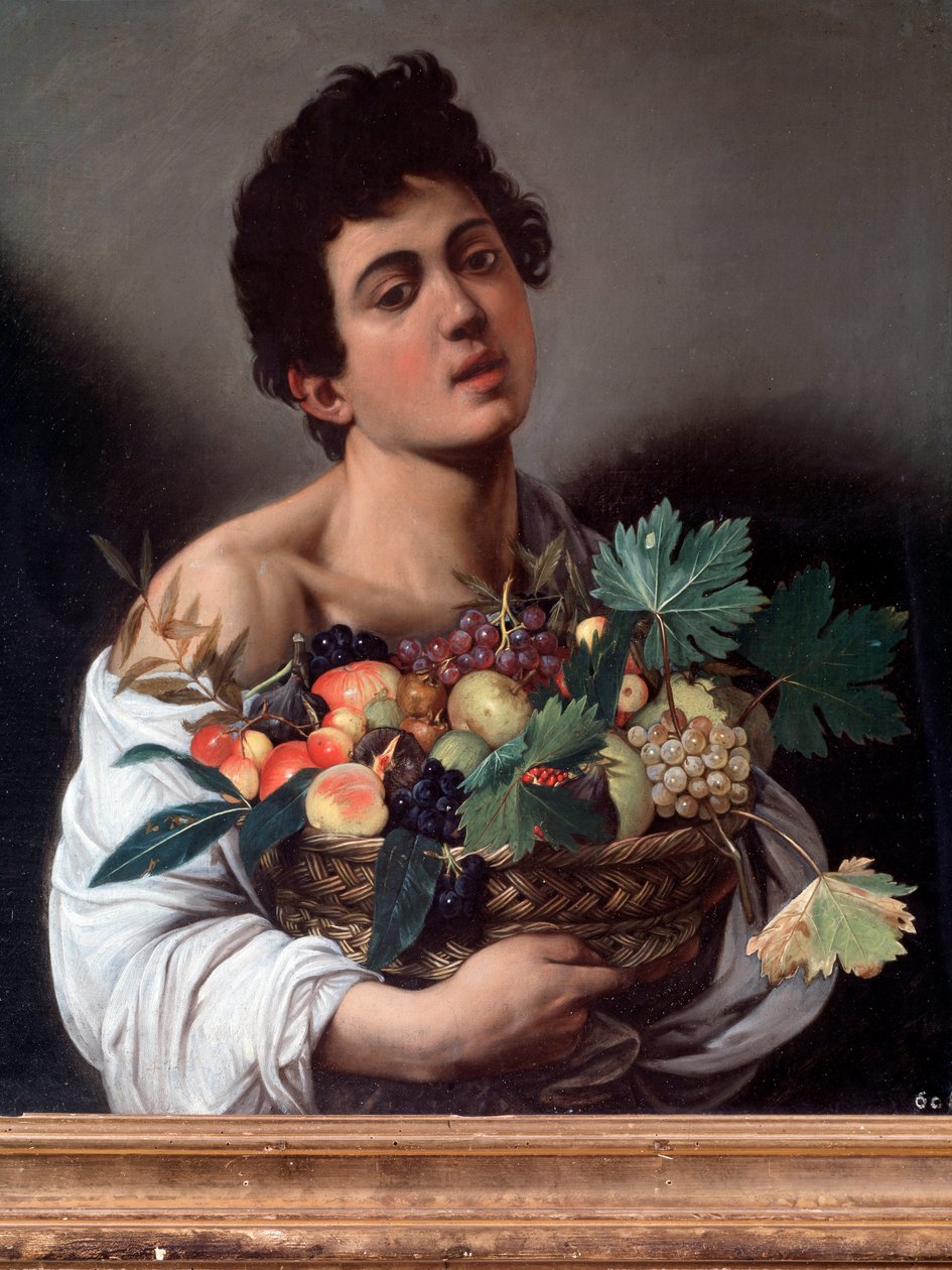 Portrett av en ung mann med en kurv med frukt, eller fruktmannen. Detalj (maleri av Michelangelo Merisi da Caravaggio