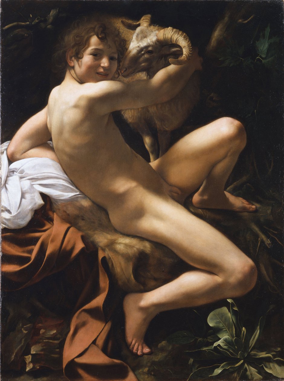 Saint Jean Baptiste. Peinture barokk av Michelangelo Merisi kjent som Caravaggio (Le Caravage) av Michelangelo Merisi da Caravaggio
