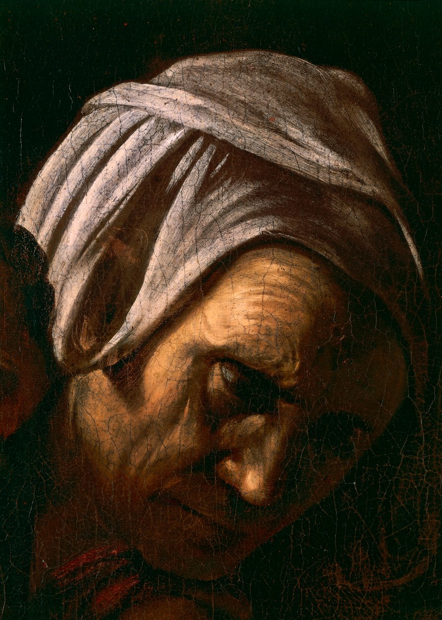Salome mottar hodet til døperen Johannes, detalj 1607-10 (olje og tempera på lerret) av Michelangelo Merisi da Caravaggio