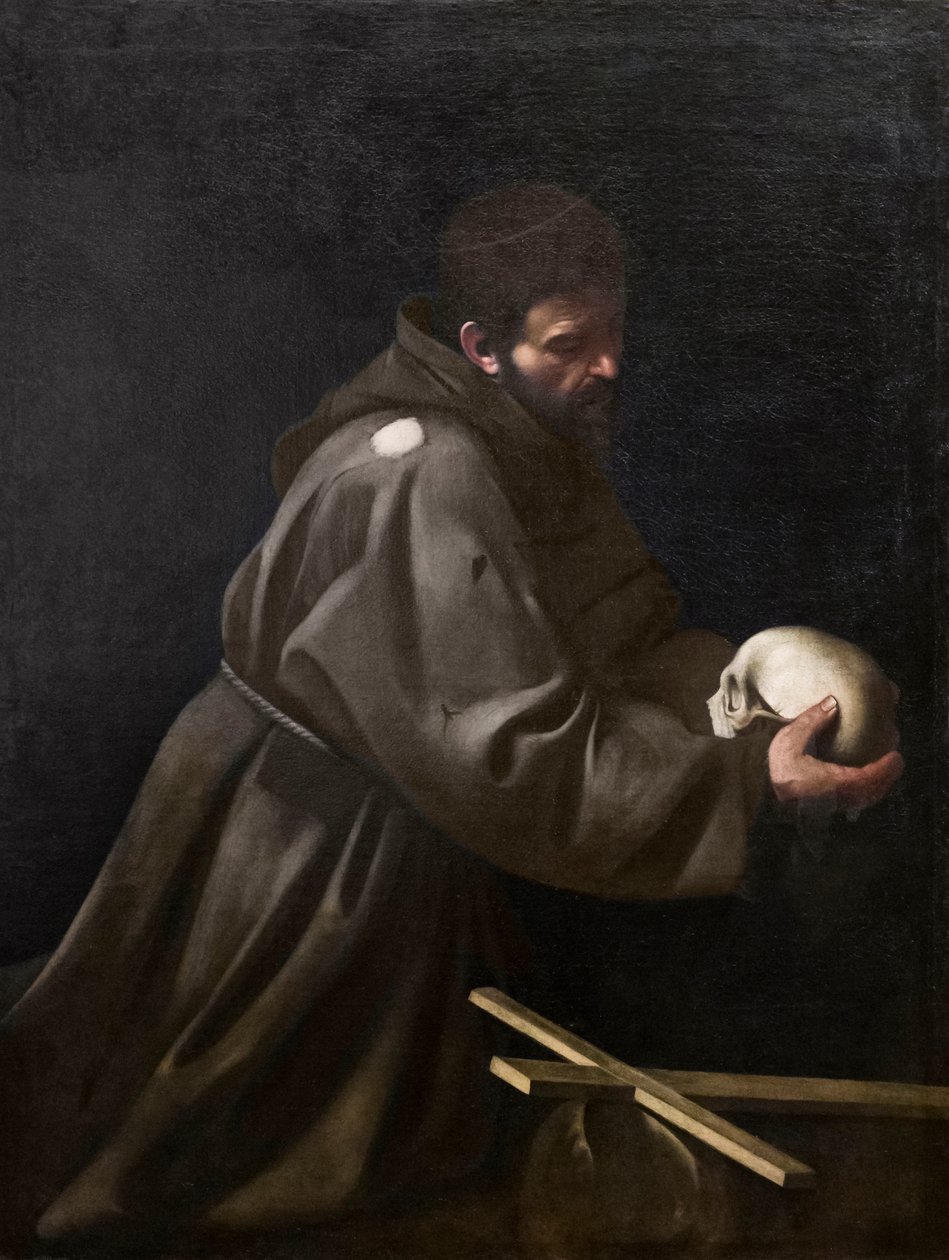 St Francis i meditasjon av Michelangelo Merisi da Caravaggio