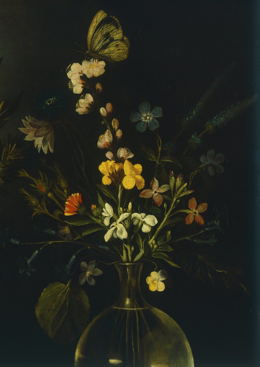Stilleben med blomster og frukt, av Master of the Hartford Still Life, ca. 1600-10 (olje på lerret) av Michelangelo Merisi da Caravaggio