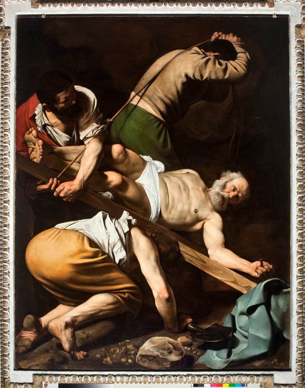 The Martyrdom of St Peter (Martyrdom of St Peter) Maleri av Michelangelo Merisi da Caravaggio dit The Caravaggio (1571-1610) 1600-1601 Dim 230x175 cm Chiesa di Santa Maria del Popolo (Santa Maria del Popolo kirke), Cappella Cerasi Roma av Michelangelo Merisi da Caravaggio