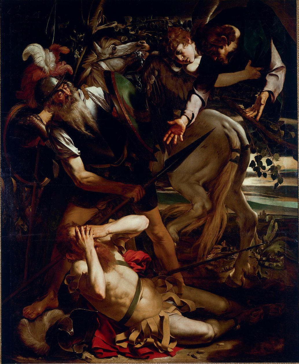 Konverteringen av St. Paul. Maleri av Michelangelo Merisi dit Il Caravaggio (The Caravaggio) (1571-1610) 1594-1596 Dim.237x189 cm Odescalchi Balbi Collection, Roma - The Conversion of St Paul, av Michelangelo Merisi a.k.a Il Caravaggio (1571-1610). Olje av Michelangelo Merisi da Caravaggio
